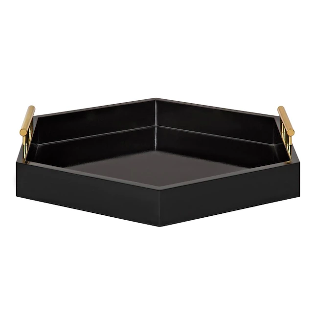 Kate and Laurel  18-in x 18-in Black/Gold Hexagon Decorative Tray