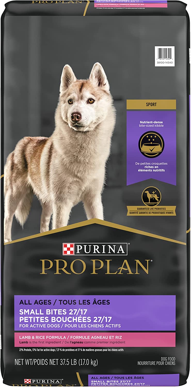 Purina Pro Plan High Protein Small Bites Dog Food. SPORT 27/17 Lamb & Rice Formula - 37.5 lb. Bag
