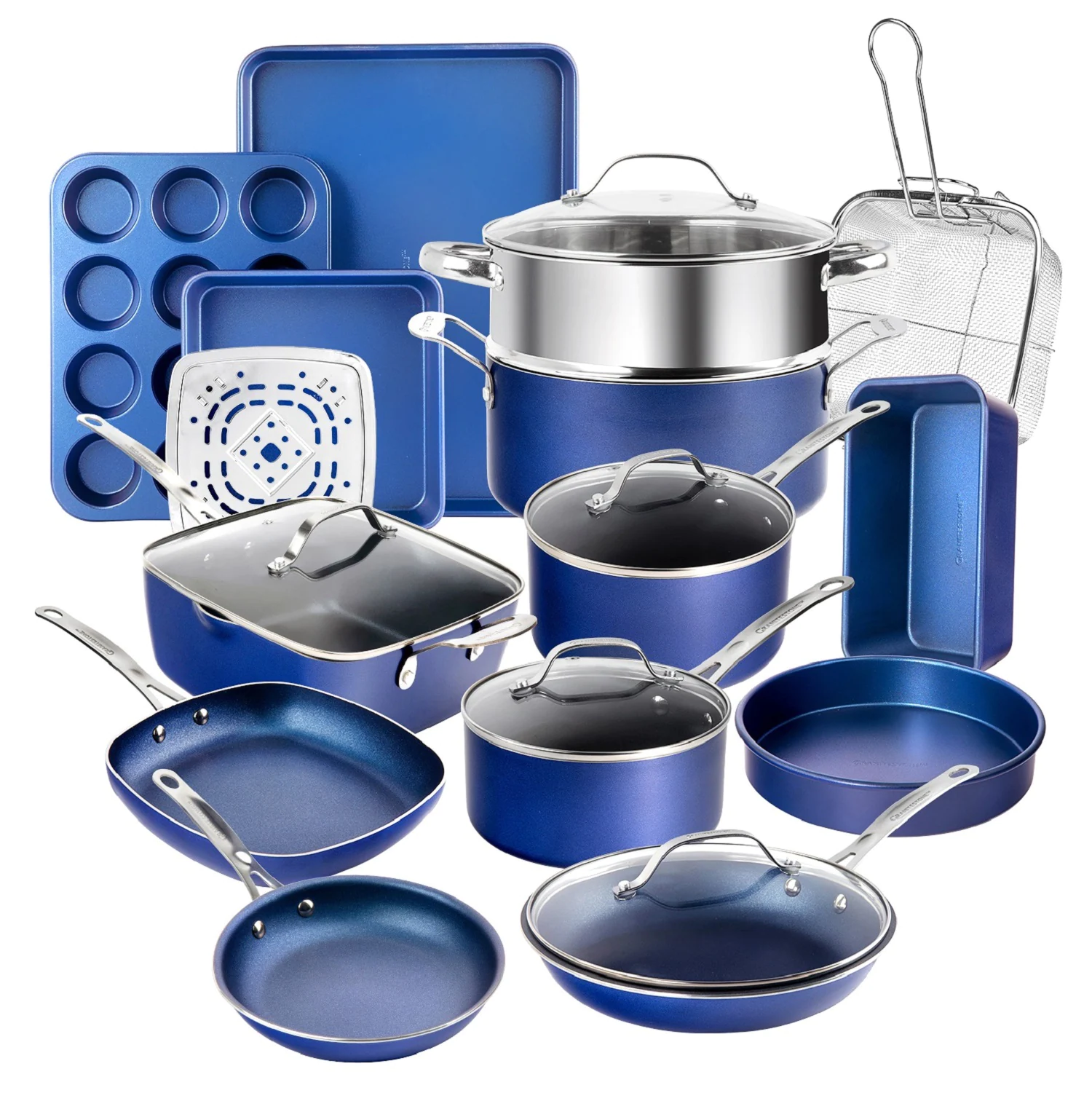 GraniteStone Diamond 7291 20-Piece 23.4-in Aluminum Cookware Set Lid(s) Included
