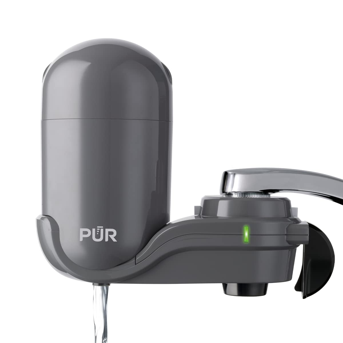 PUR PLUS Faucet Mount Water Filtration System. Gray with 2 Mineral Core Filters