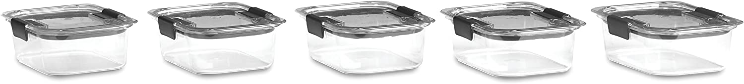 Rubbermaid 10-Piece Brilliance Food Storage Containers with Lids for Lunch. Meal Prep. and Leftovers. Dishwasher Safe. 3.2-Cup. Clear/Grey