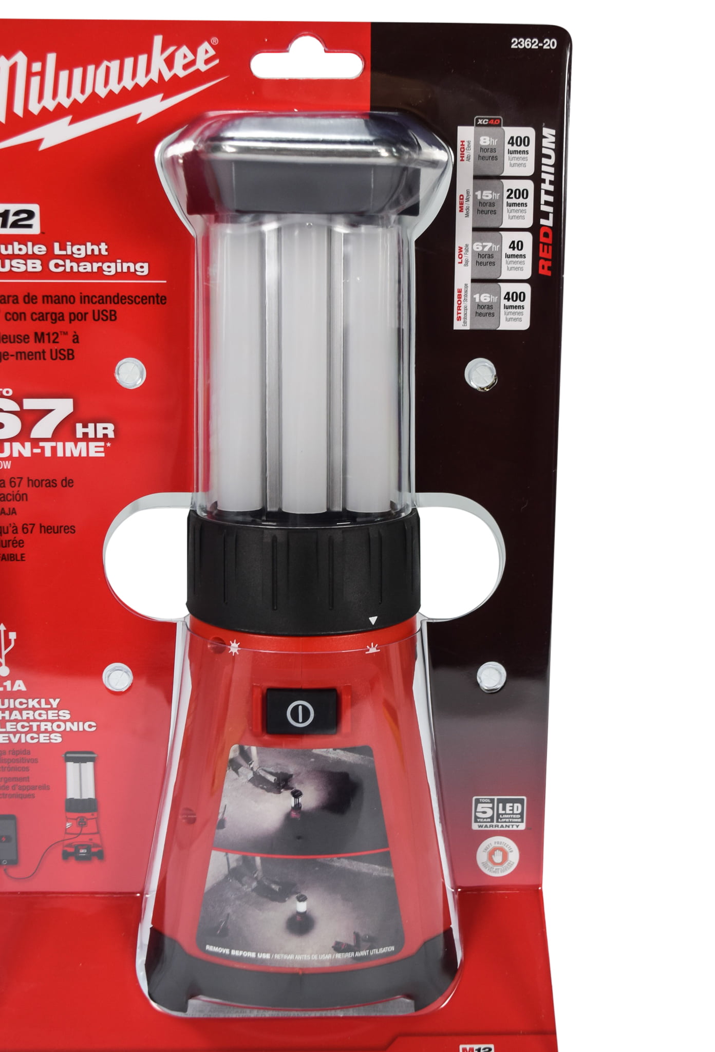 Milwaukee M12 12V 400-Lumen LED Lantern/Flood Light Cordless Lithium-Ion 2362-20