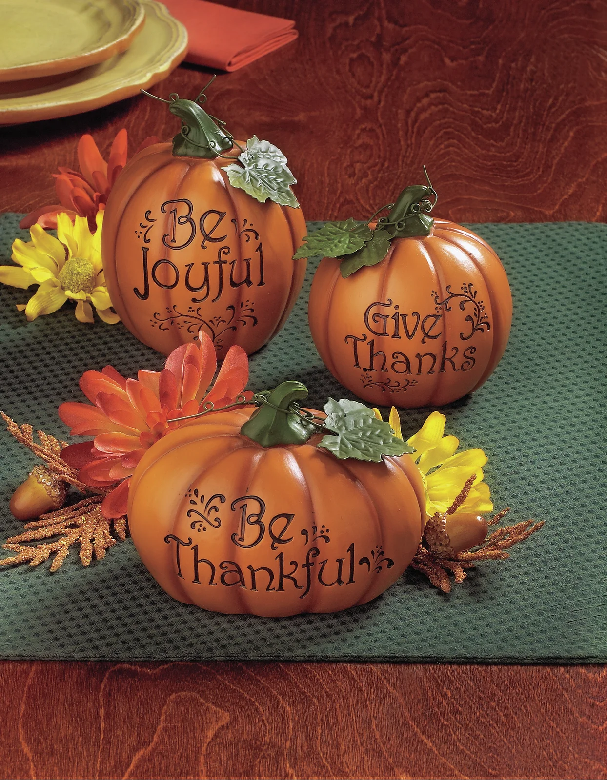 Carved Thanksgiving Pumpkin Decorative Accent