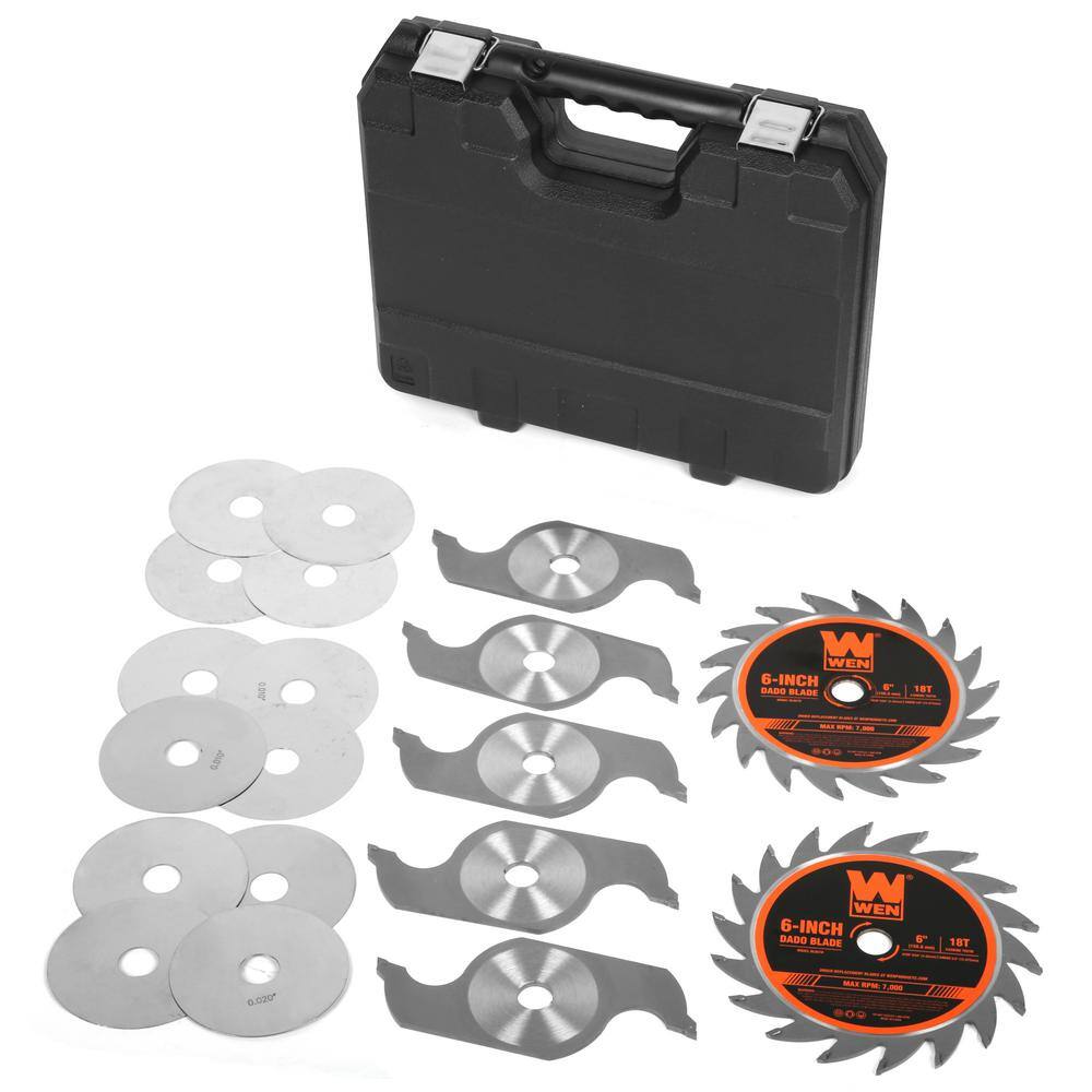 WEN BL067D 6 in. 18-Tooth Carbide-Tipped Stacked Dado Blade Set for 8-1/4 in. and 10 in. Table Saws
