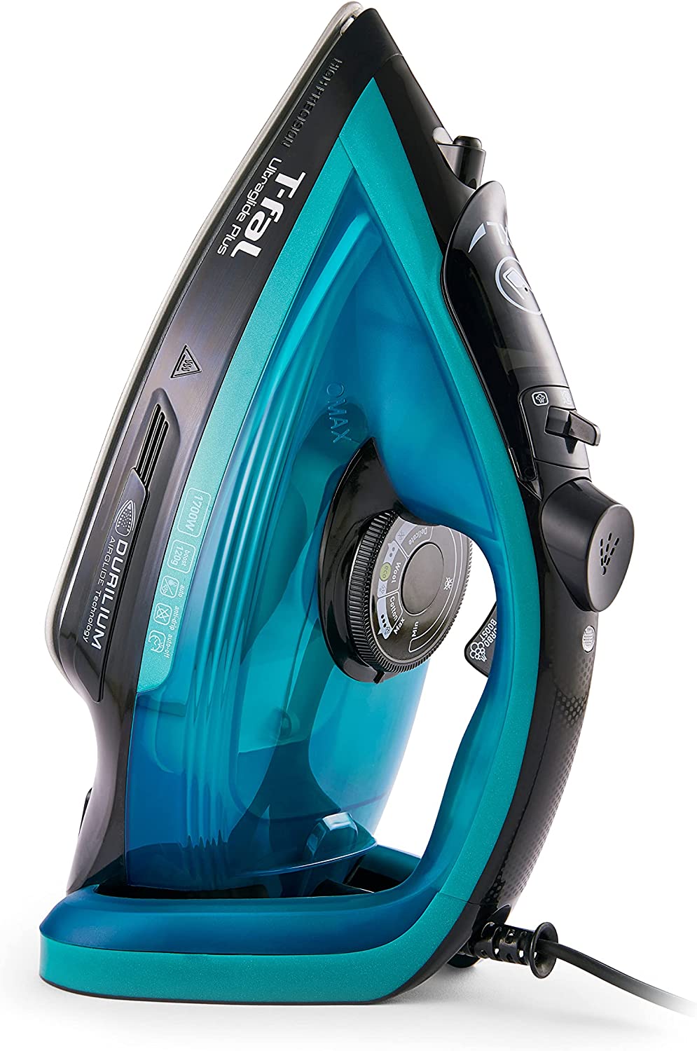 T-fal Ultraglide Plus Steam & Garment Iron with Durilium Soleplate. 1800 watts. Teal