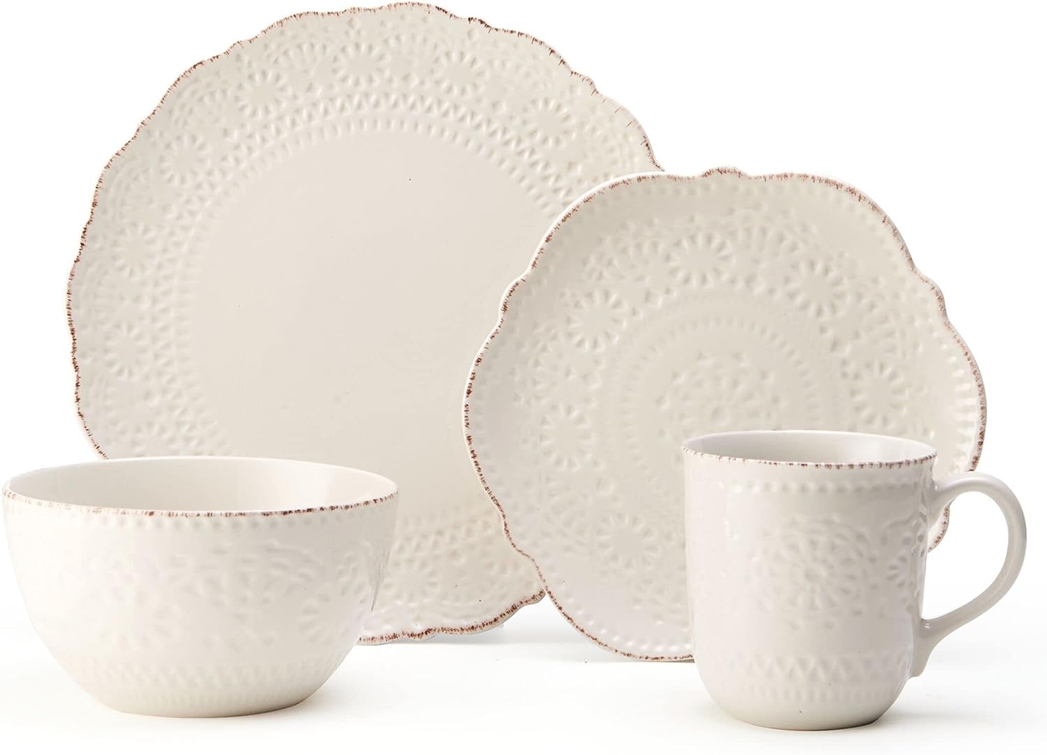 Pfaltzgraff Chateau Cream 16-Piece Stoneware Dinnerware Set. Service for 4. Off White