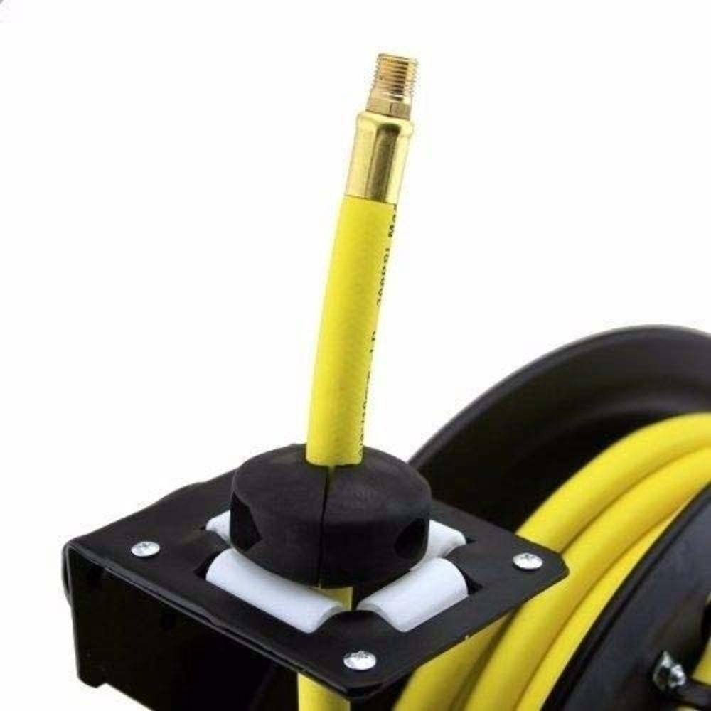 XtremepowerUS 43551-H2 100 ft. x 3/8 in. Retractable All-Weather Rubber Air Hose Reel with Auto Rewind. 1/4 in. NPT