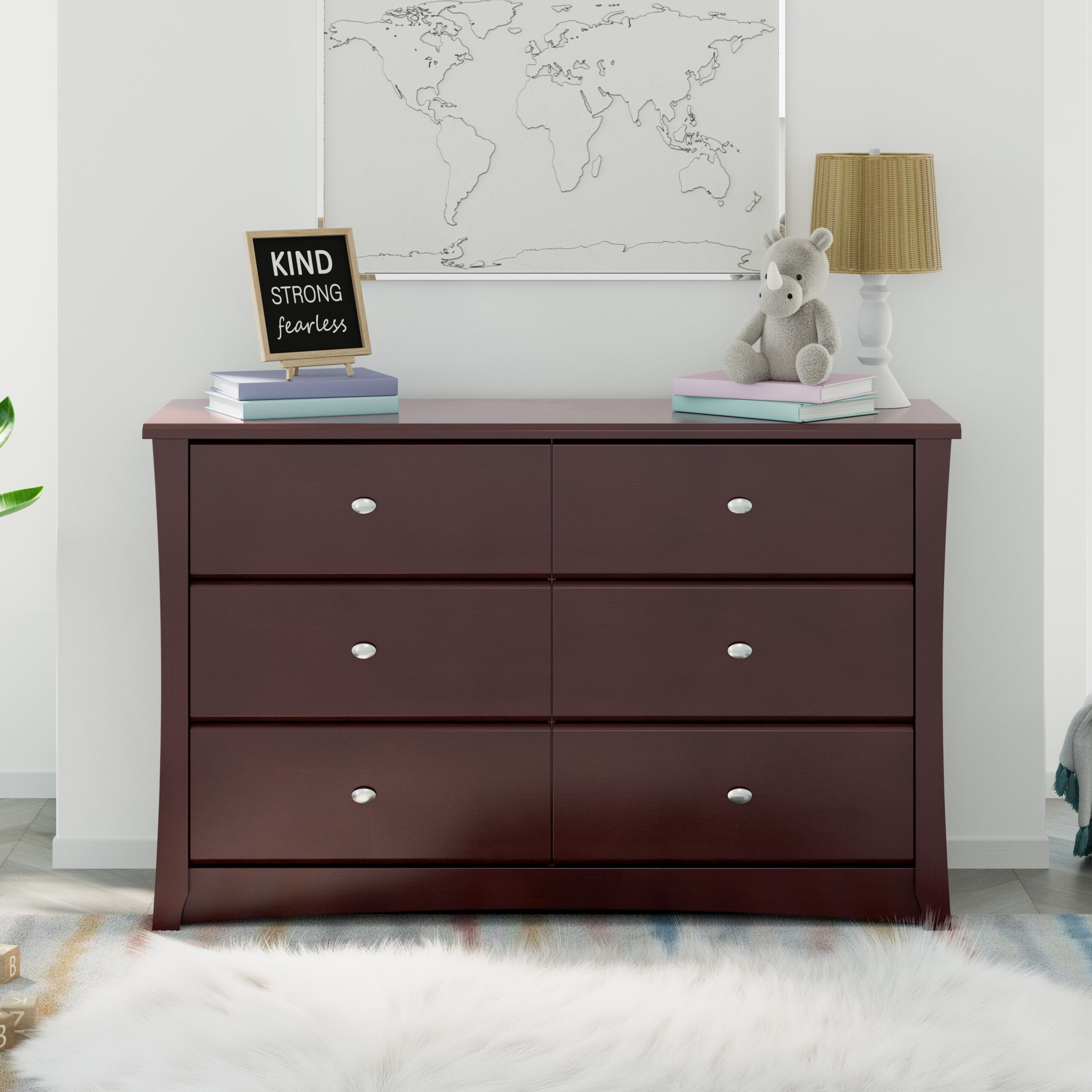 Storkcraft Crescent 6 Drawer Modern Horizontal Dresser Espresso Finish