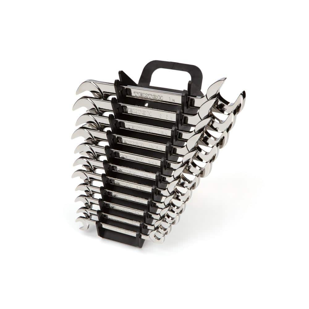 TEKTON WAE91102 3/8 in. to 1 in. Angle Head Open End Wrench Set Keeper (11-Piece)