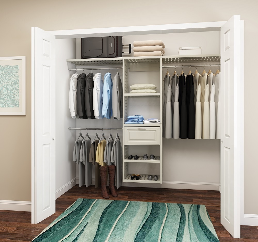 allen + roth Hartford 2-ft to 8-ft W x 8-ft H Antique White Wood Closet System