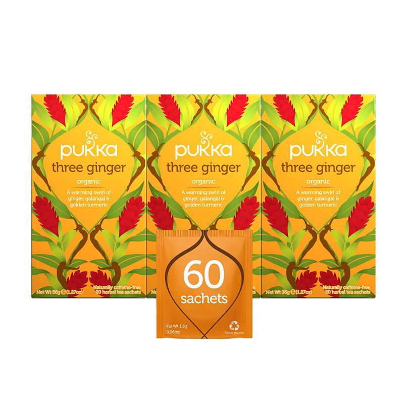 Pukka Three Ginger. Galangal and Turmeric. 3 Pack. 60 Tea Bags