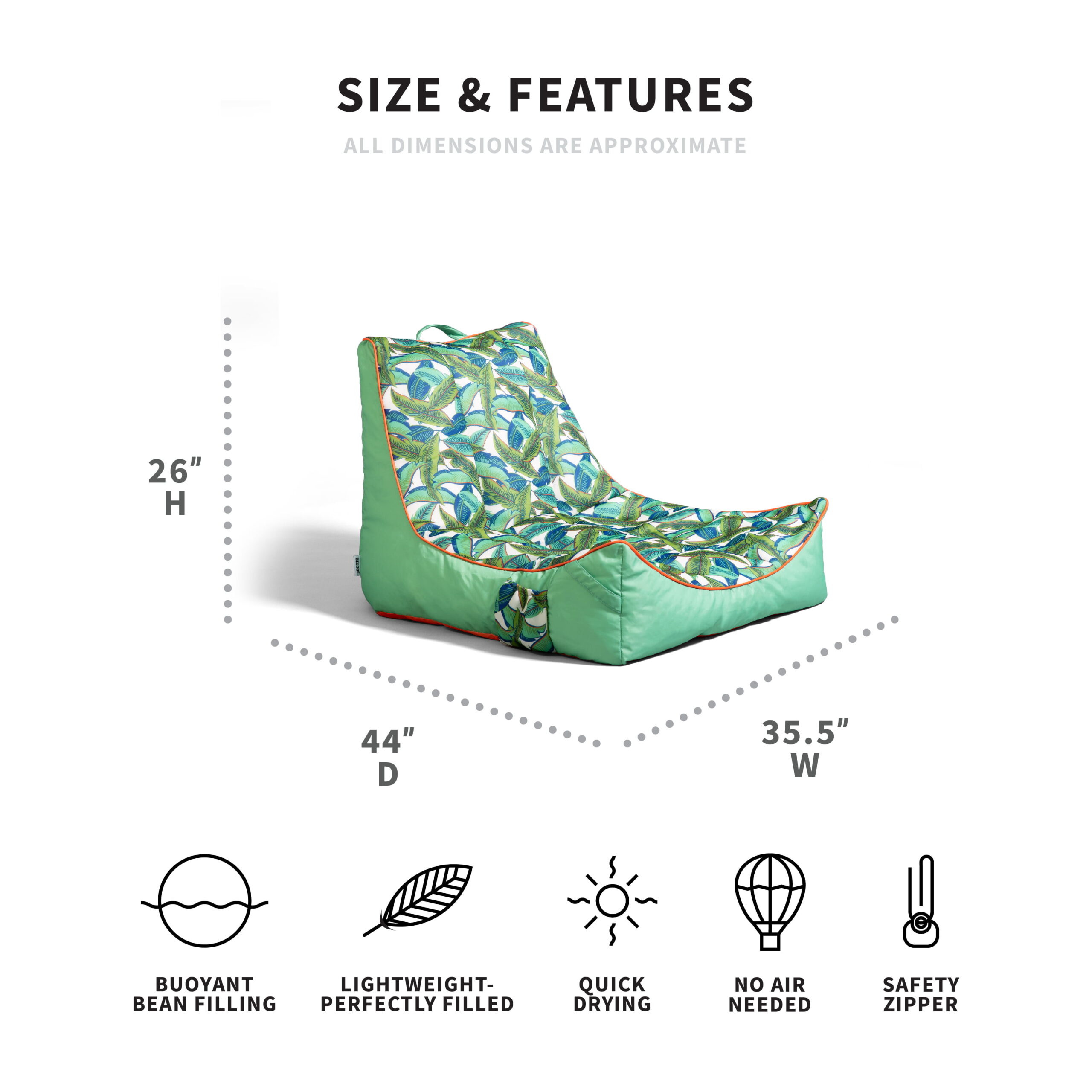 Big Joe Captain-s Float. Green Tropical Palm