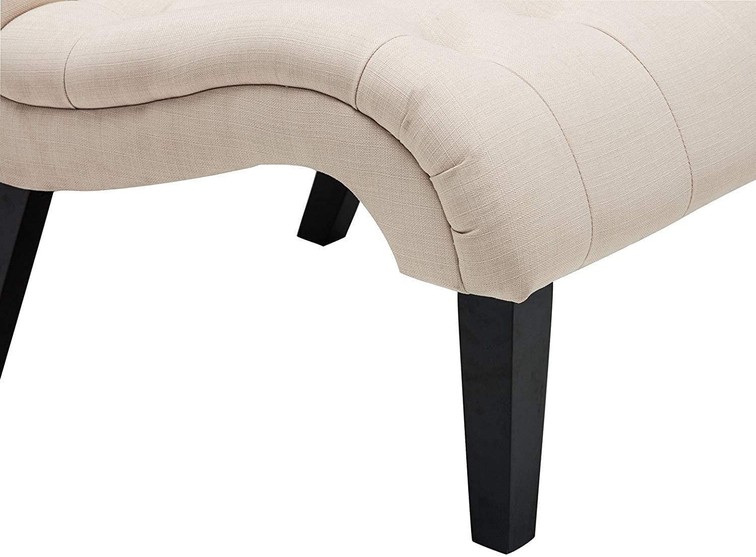 Andeworld Set of 2 Accent Chair for Living Room Bedroom Upholstered Tufted Curved Backrest Casual Fabric Chairs with Wood Legs Cream