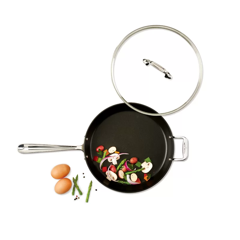 All-Clad HA1 Hard Anodized Nonstick Frying Pan with Lid. 12 Inch Pan Cookware. Medium Grey