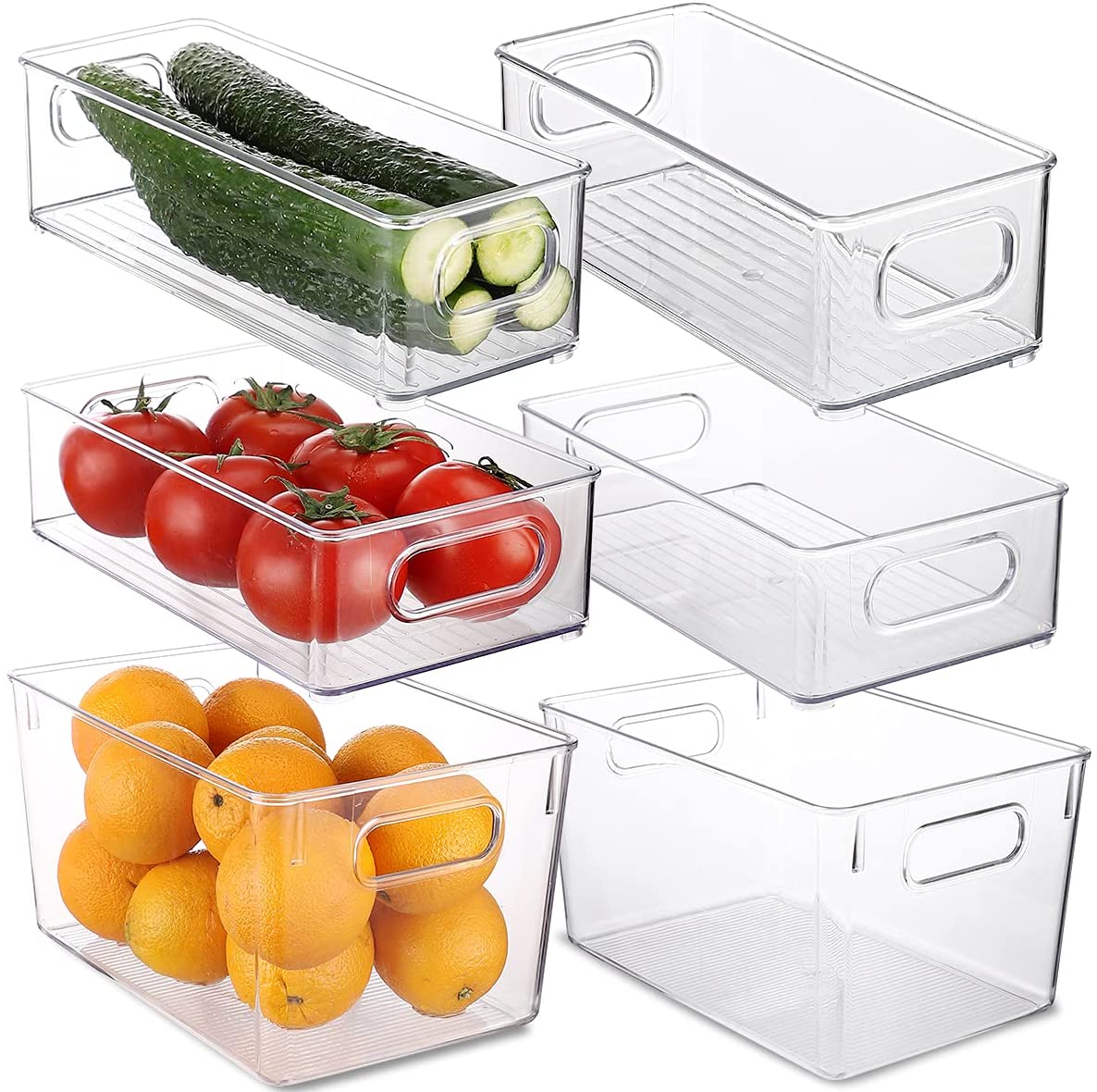 Refrigerator Organizer Bins. Set Of 6 Plastic Organizer Bins. BPA Free