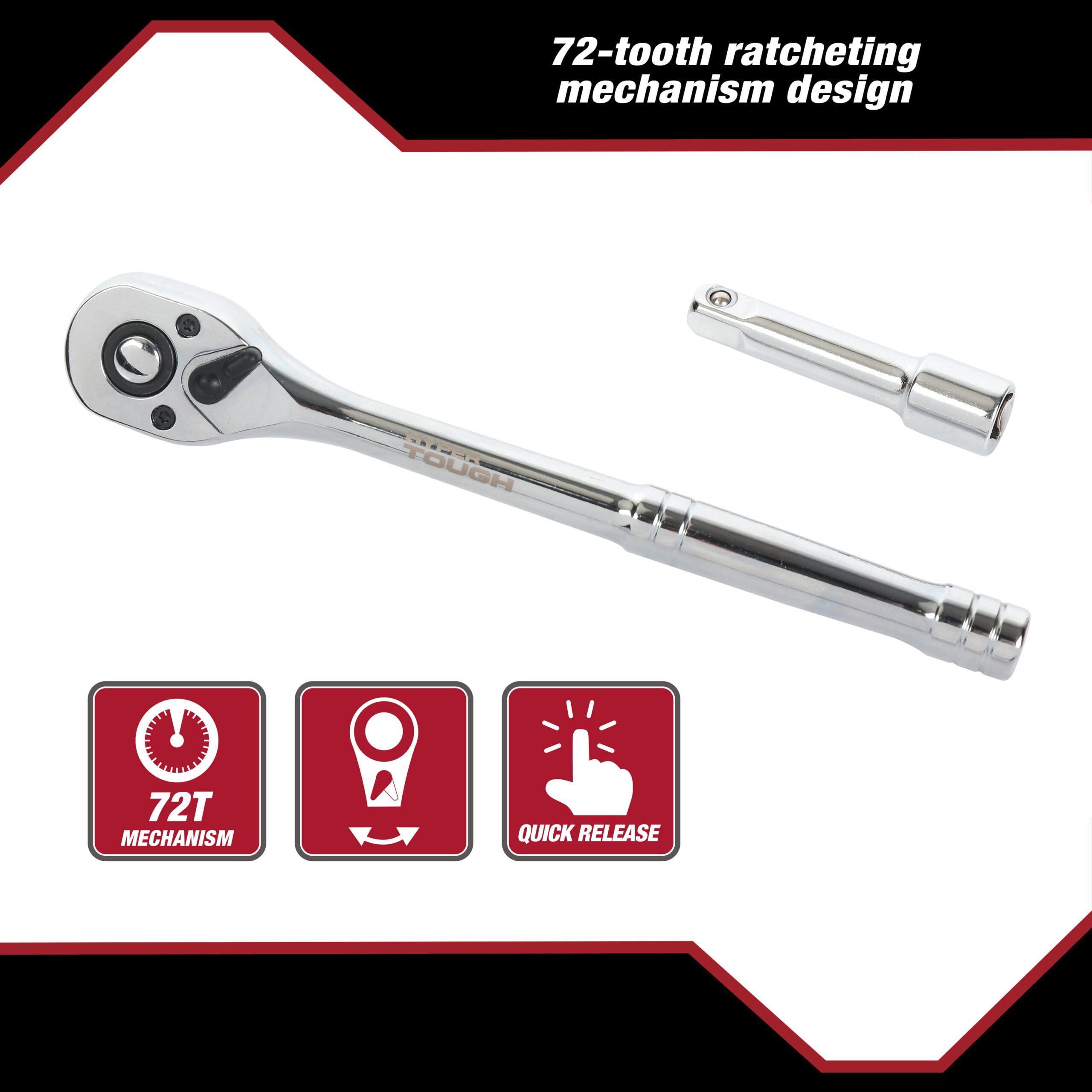 Hyper Tough 153-Piece Mechanic Tool Set. 1/4-inch. 3/8-inch. 1/2-inch Drive Ratchets and Sockets. Storage Trays