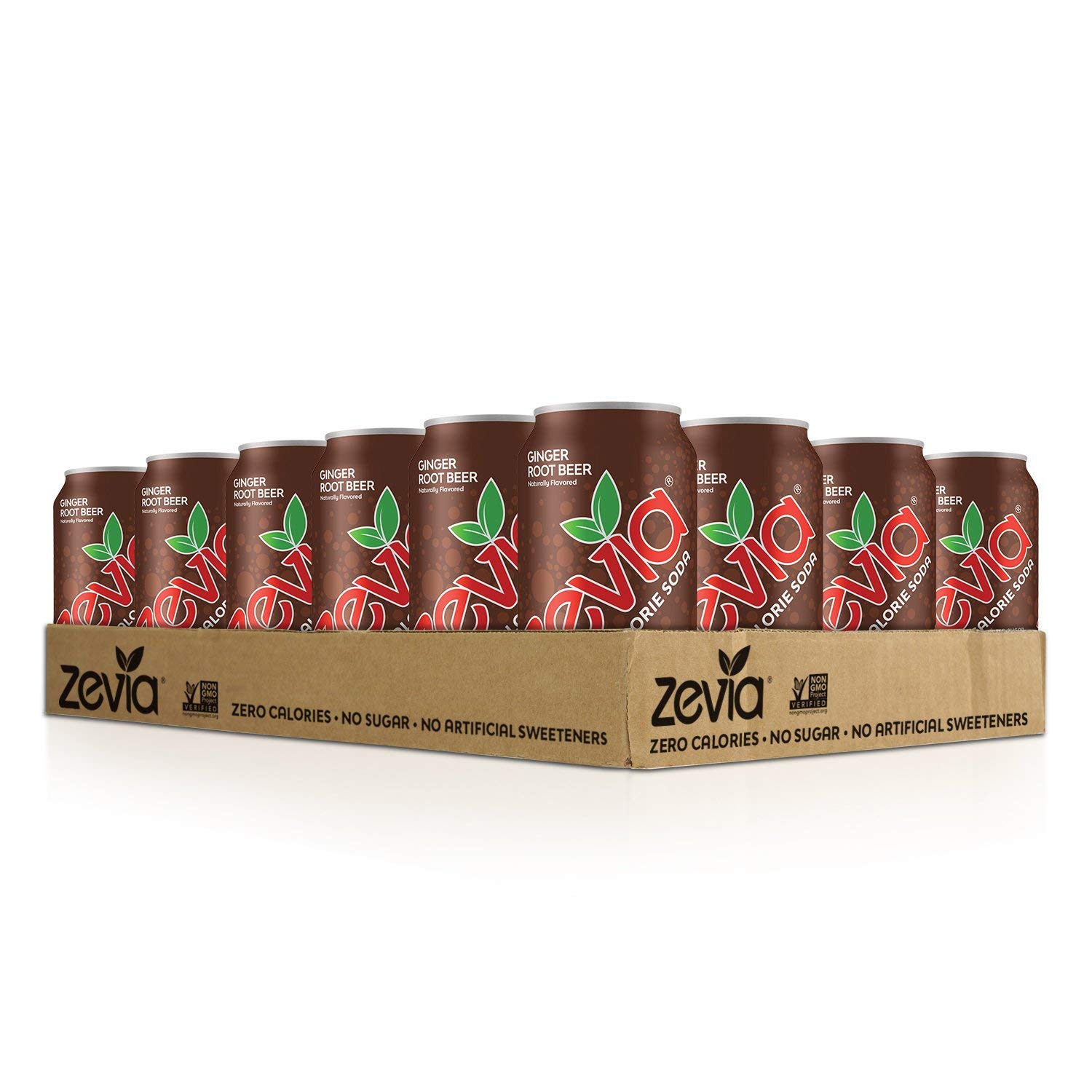 Zevia Zero Calorie Soda. Ginger Root Beer. 12 Ounce Cans (Pack of 24)