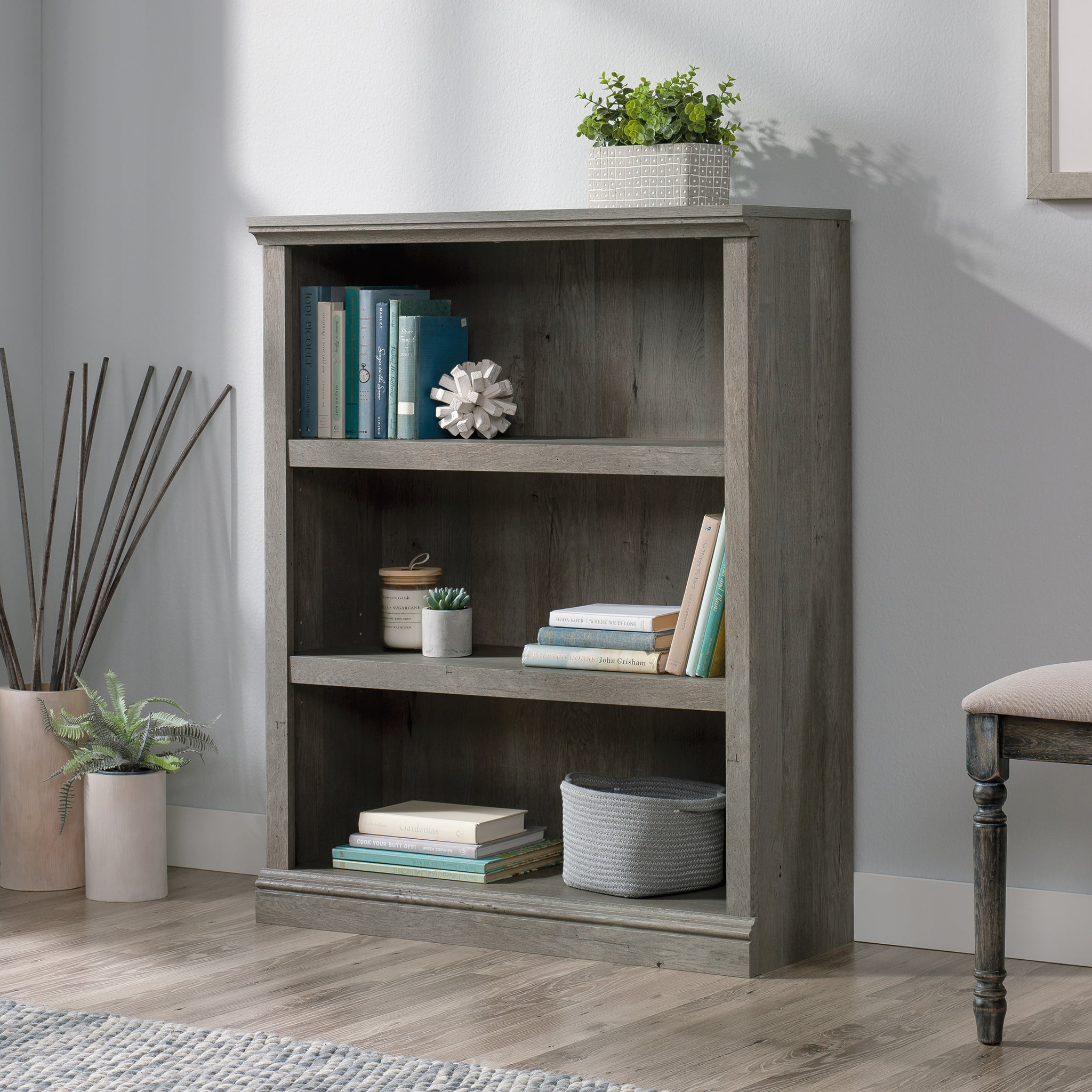 Sauder Miscellaneous Storage 3-Shelf Bookcase. Mystic Oak Finish