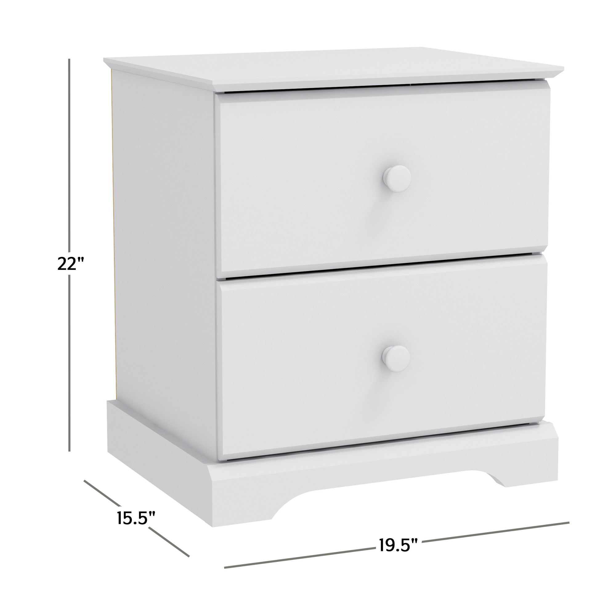 Hillsdale Campbell Wood 2-Drawer Kids Nightstand. White