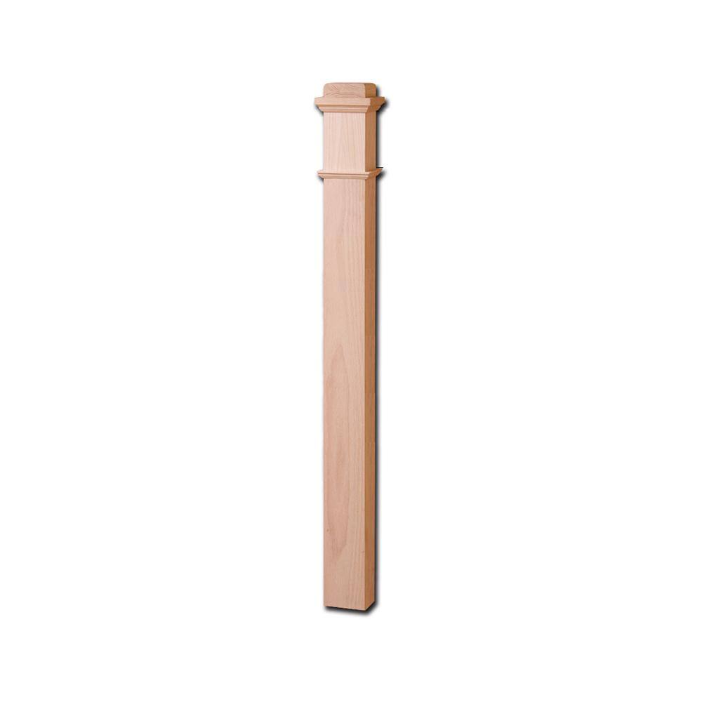 HOUSE OF FORGINGS RO-4592-PLAIN 56 in. x 3-1/2 in. Red Oak Contemporary Style Wood Box Newel Post