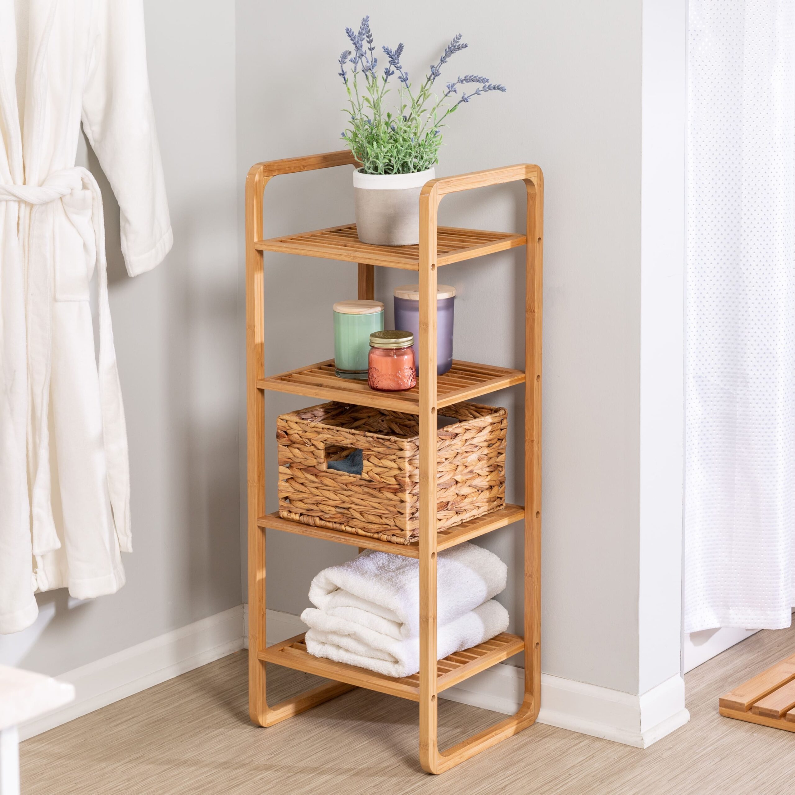 Honey Can Do Bamboo 4-Tier Vertical Bamboo Shelf