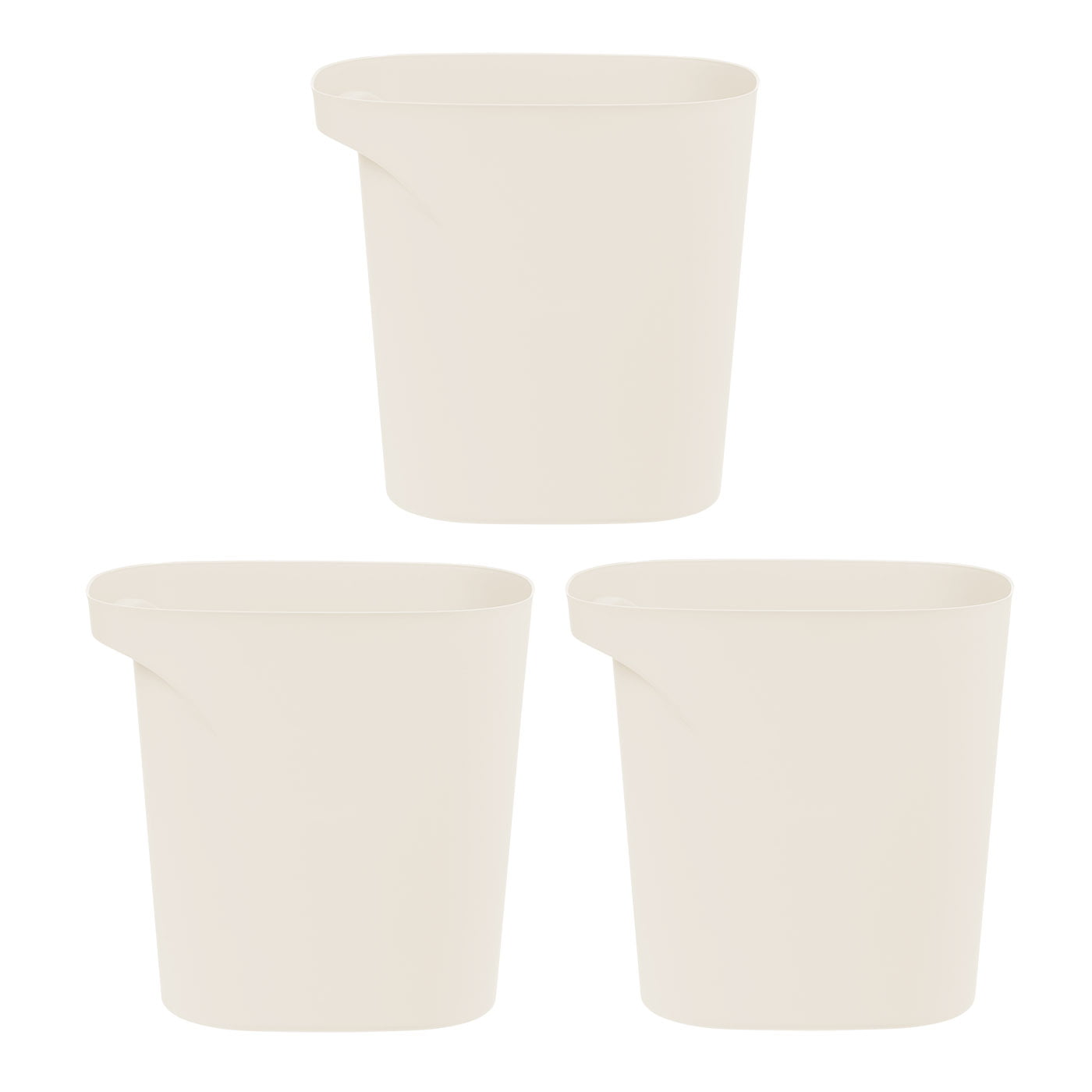 IRIS USA Plastic Trash-Can Wastebasket for Bathroom-Kitchen-Bedroom. 6 Gallon. 3PC. White