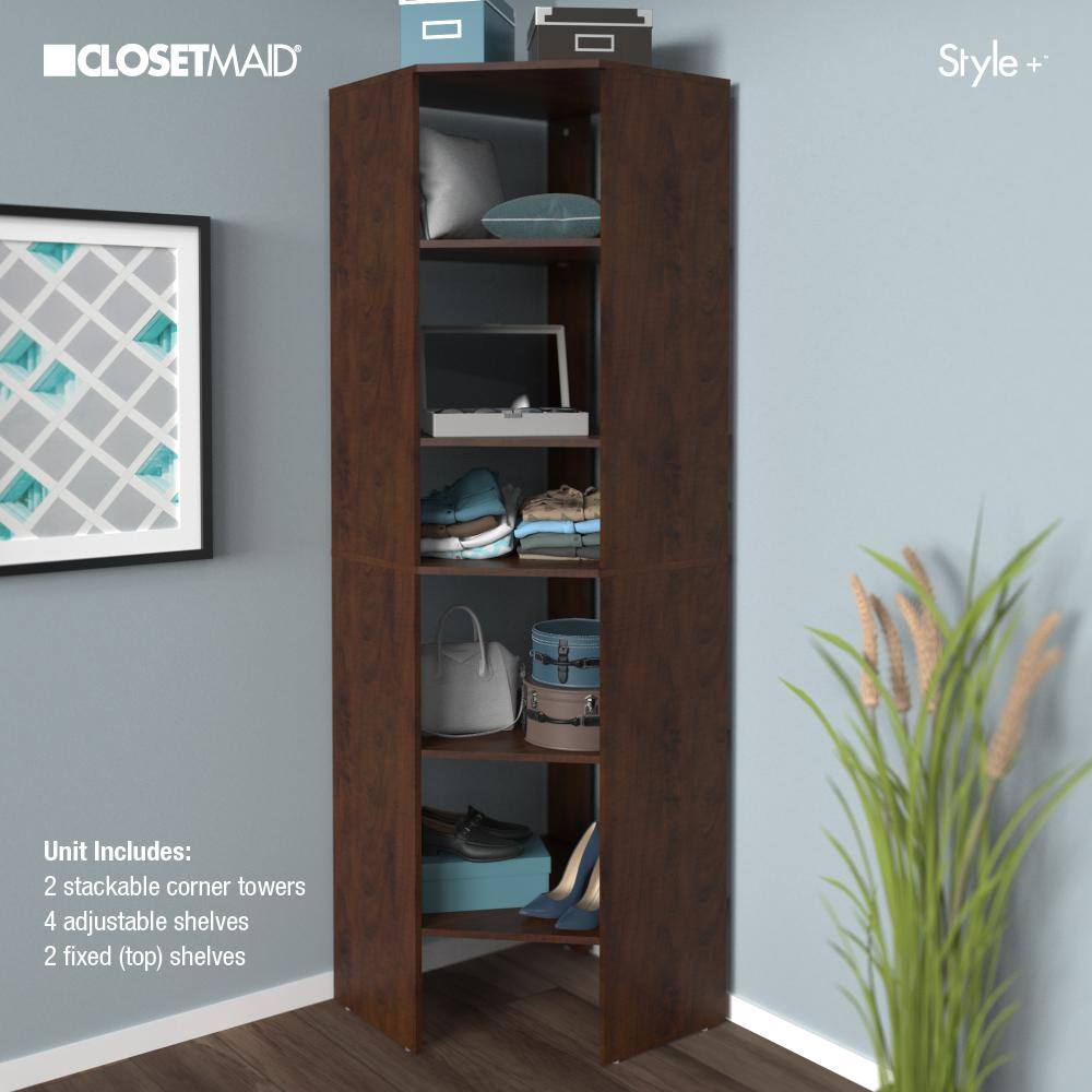 ClosetMaid 1726 Style+ 25 in. W Chocolate Corner Wood Closet Tower