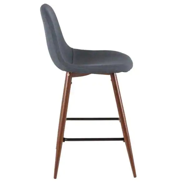 Lumisource Pebble 24 in. Walnut and Blue Counter Stool (Set of 2)