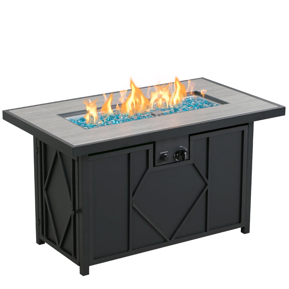 HEATMAXX 42 in. 60.000BTU Fire Pit Propane Gas Fire Pit Table Rectangular Tabletop
