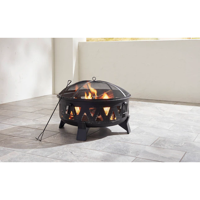 Style Selections  29.9-in W Antique Black Steel Wood-Burning Fire Pit