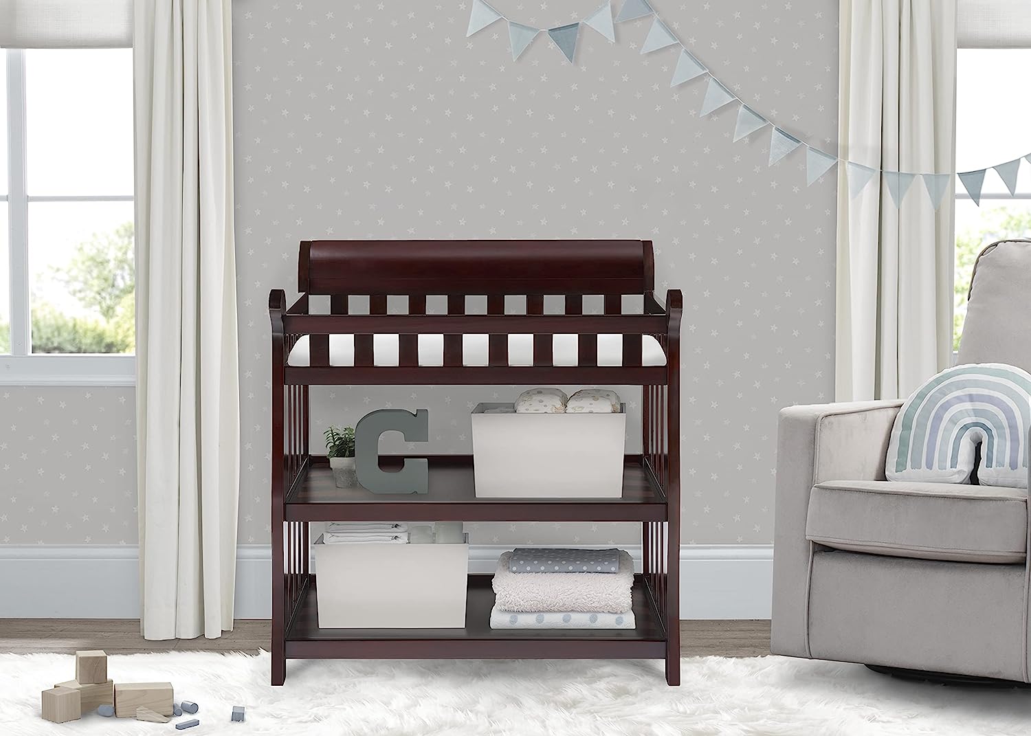 Delta Children Eclipse Changing Table with Changing Pad. Espresso Cherry