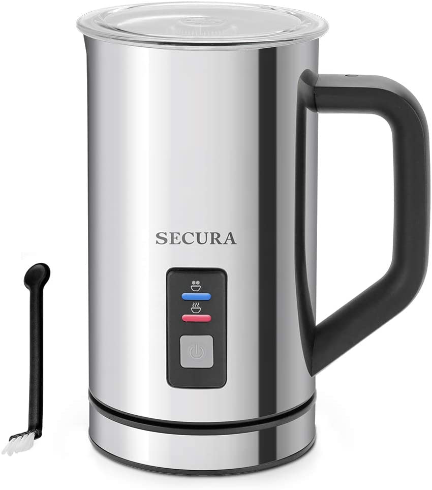 Secura Milk Frother. Electric Milk Steamer Stainless Steel. 8.4oz/250ml Automatic Hot and Cold Foam Maker and Milk Warmer for Latte. Cappuccinos. Macchiato. 120V
