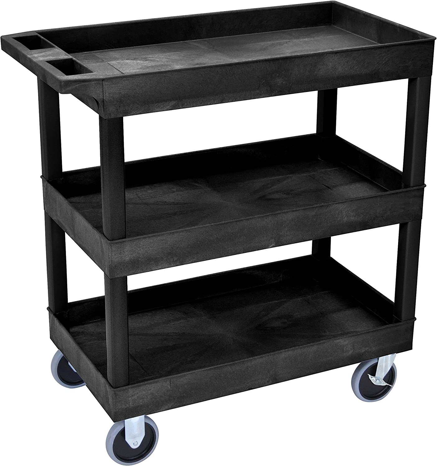 Luxor 3 Shelf Heavy-duty Cart in Black. 18″D x 32″W