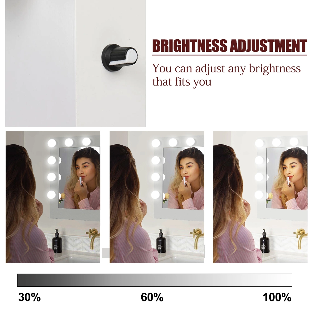 DISCOUNTTODAY Vanity Mirror with Lights. Hollywood Lighted Makeup Mirror with 14 Dimmable LED Bulbs for Dressing Room & Bedroom. Tabletop or Wall-Mounted. Slim Metal Frame Design (White) 32 x 24 x 1.6