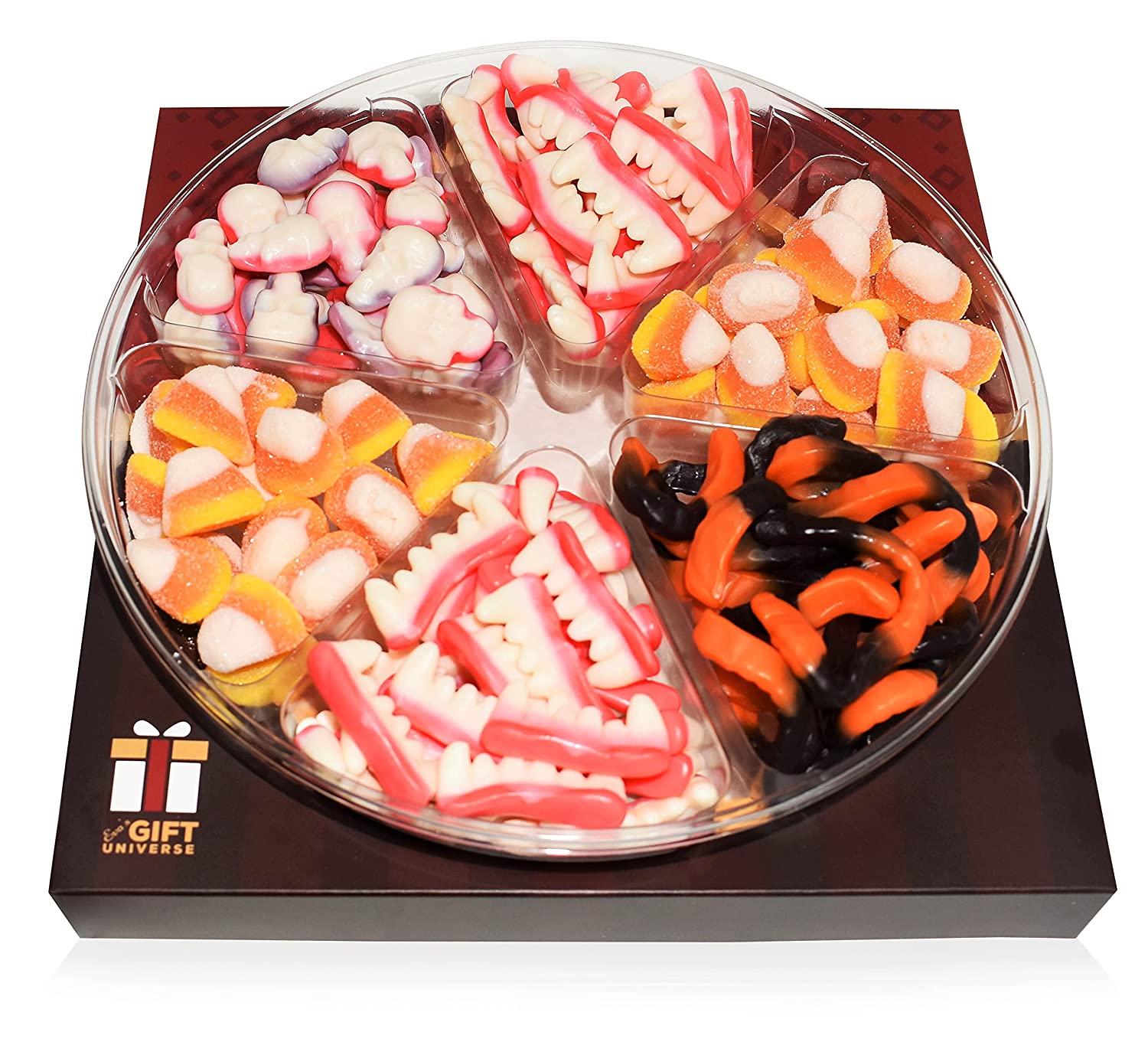 Halloween Gummies Candy Gift Tray. Dracula Teeth. Candy Corn. Worms. Skulls - Over 1 Pound Gummy