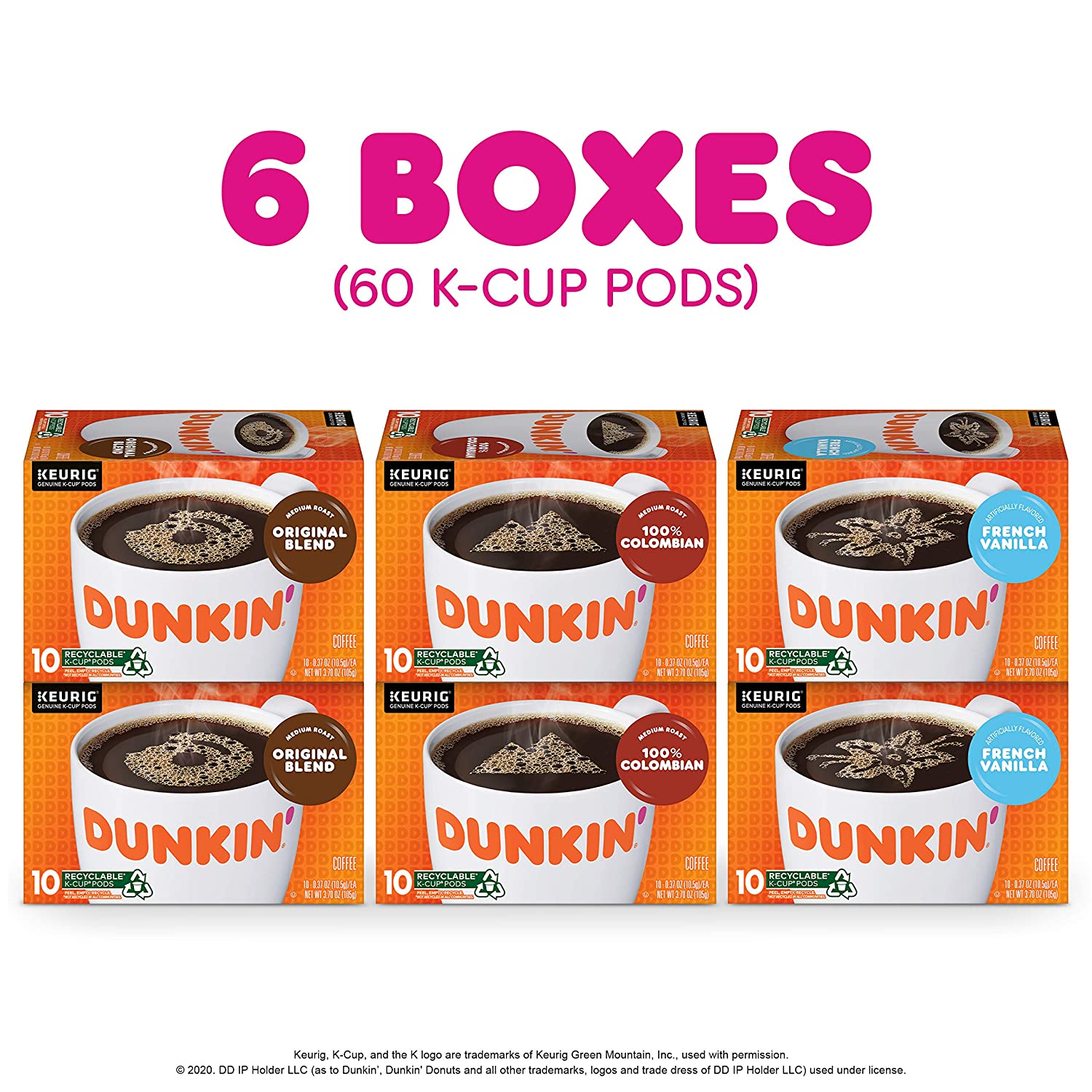 Dunkin- Best Sellers Coffee Variety Pack. 60 Keurig K-Cup Pods