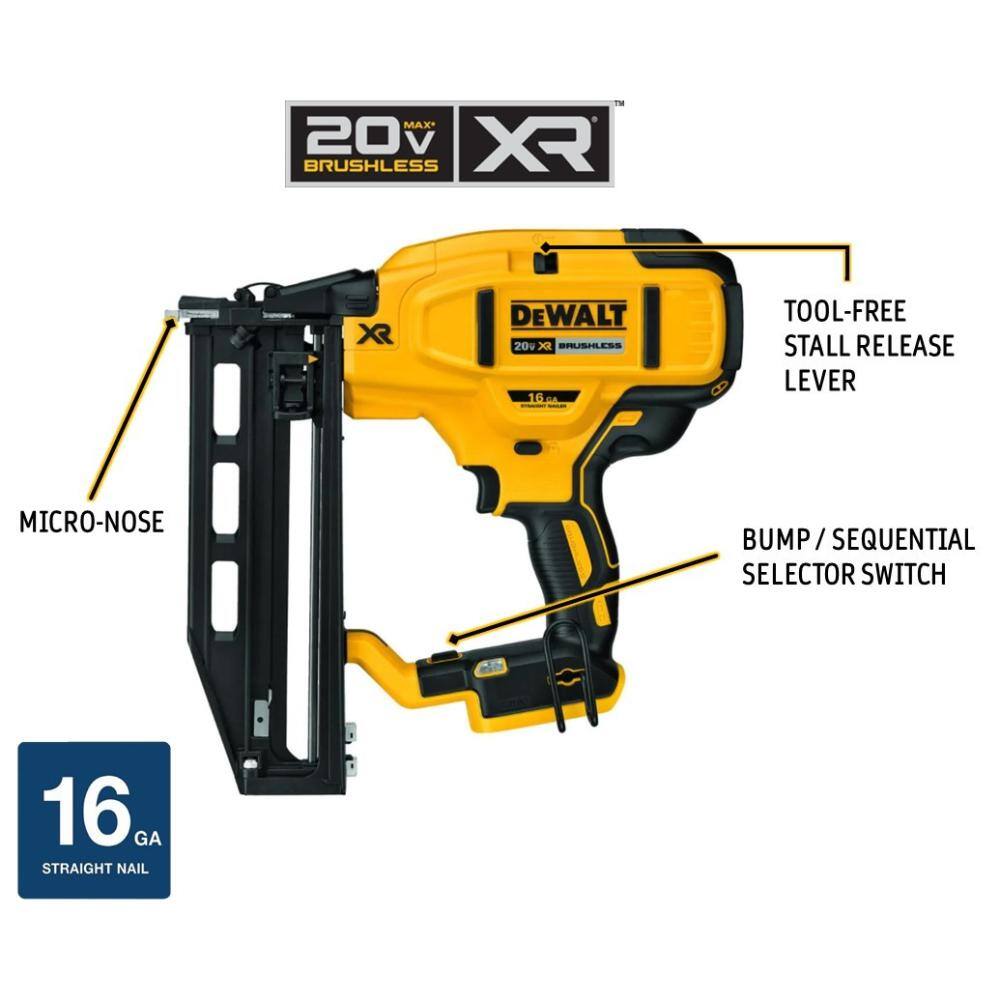 DEWALT DCN662B 20V MAX XR 16-Gauge Lithium-Ion Cordless Finish Nailer (Tool Only)
