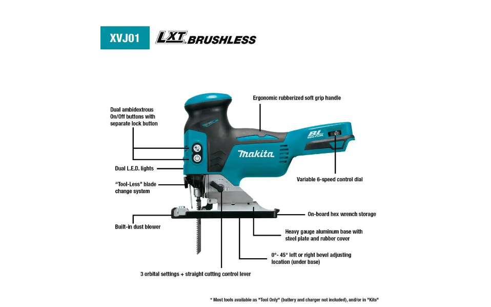 Makita XVJ01Z 18-Volt LXT Lithium-Ion Brushless Cordless Barrel Grip Jig Saw (Tool-Only)
