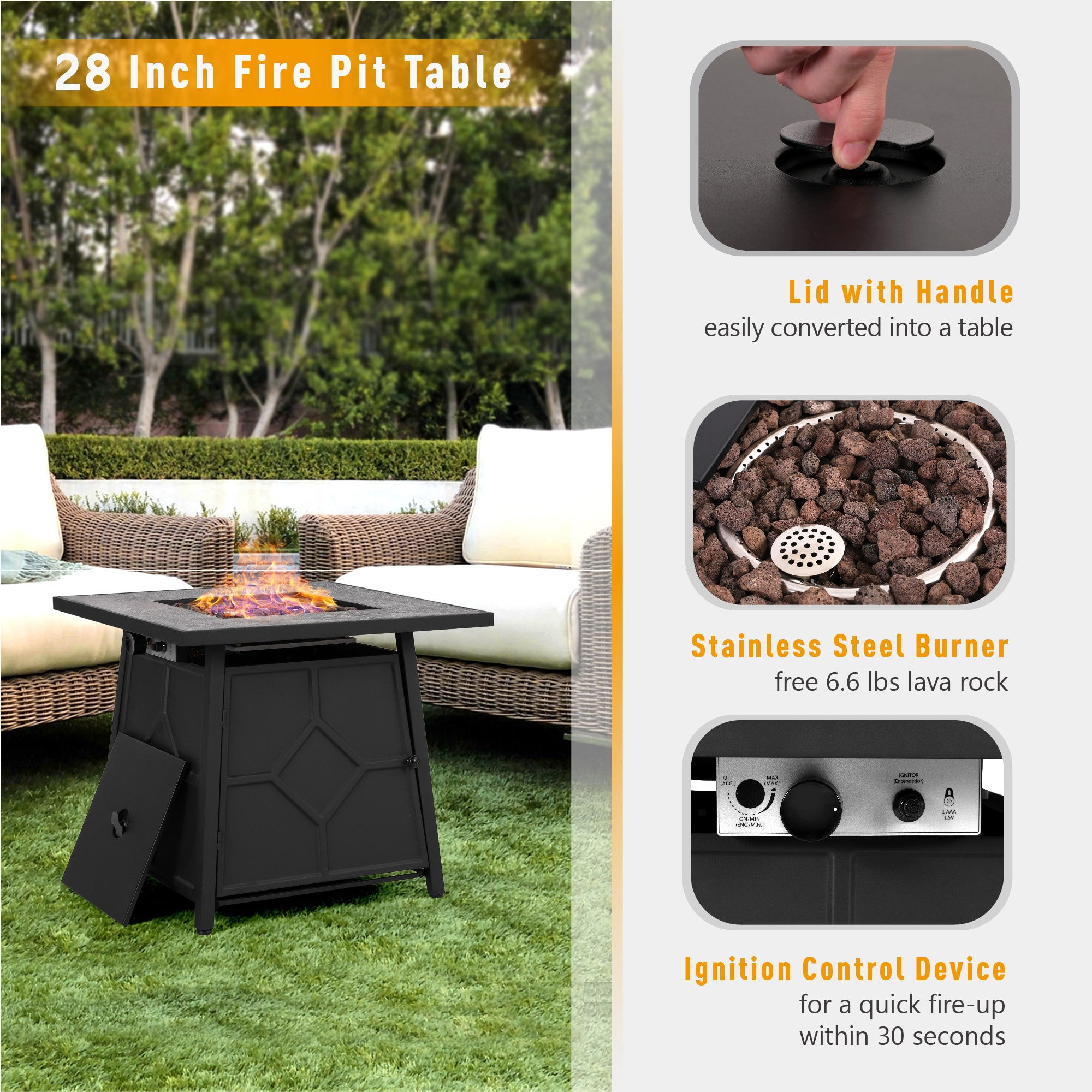 Sophia & William Outdoor Fire Pit Table for Patio and Deck