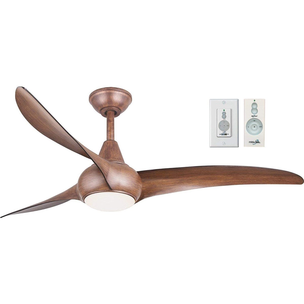 Minka-Aire Light Wave 52″ Ceiling Fan with blades - Distressed Koa W/ Extra Wall Control - F844-DKDK-RCWC