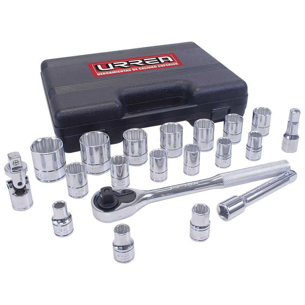 URREA 20-Piece Standard (SAE) 1/2-in Drive Set Intermediate Socket Set