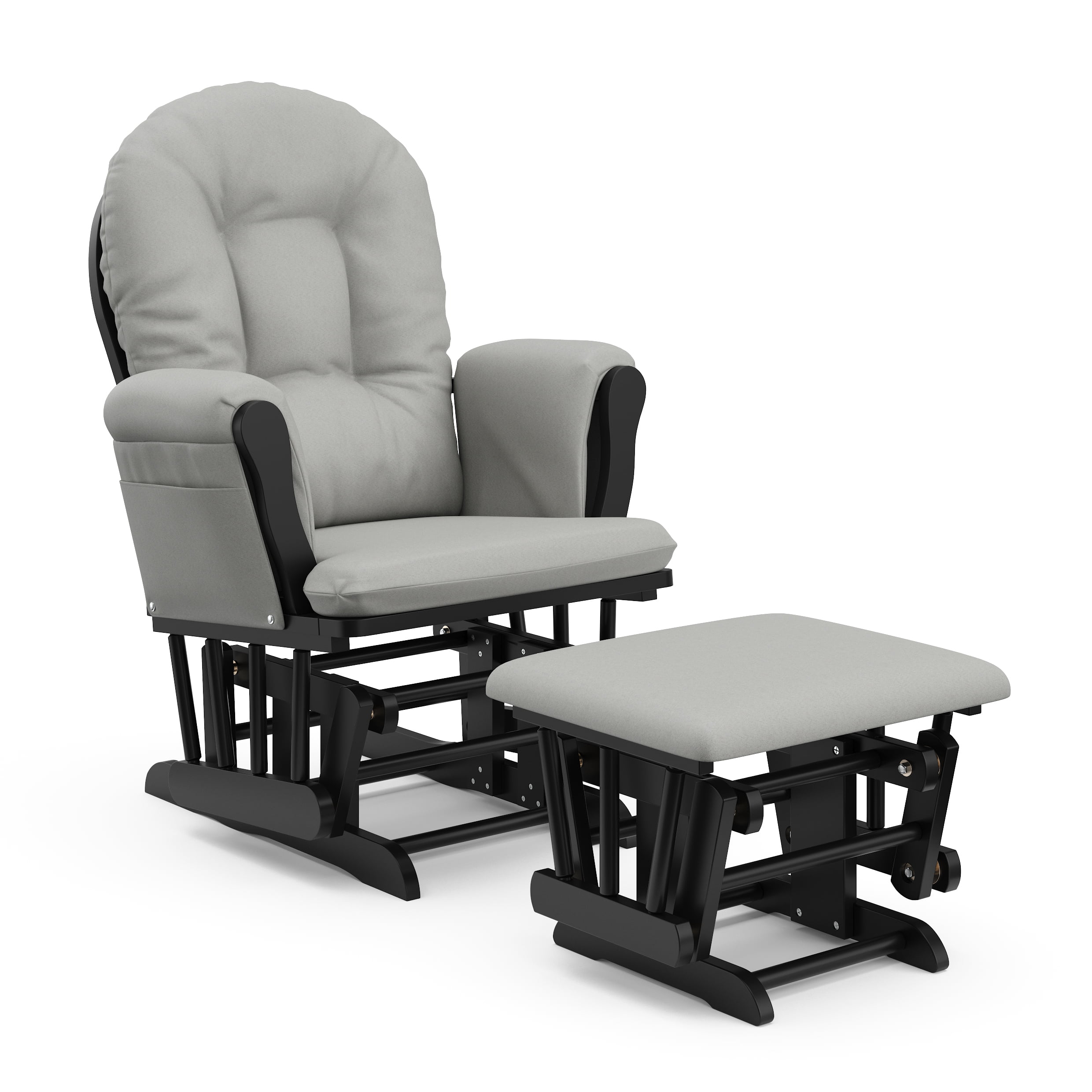 Storkcraft Hoop Nursery Glider and Ottoman. Black with Light Gray