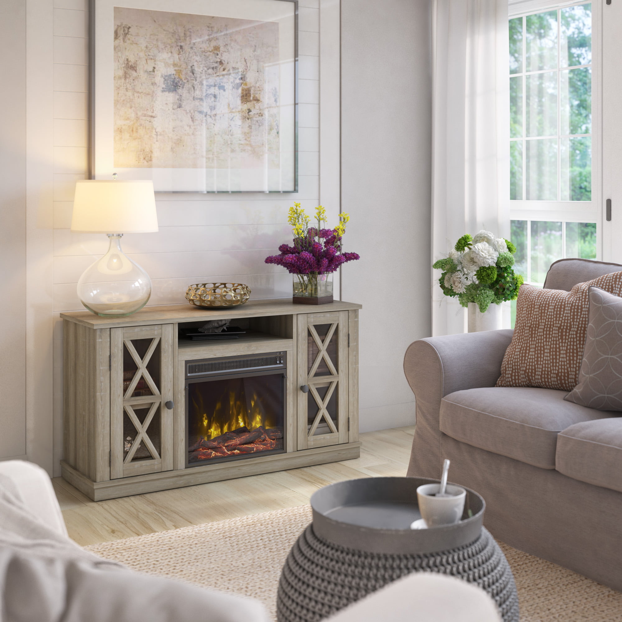 Twin Star Stanton Ridge Electric Fireplace TV Stand for TVs up to 55″ . West Point Pine