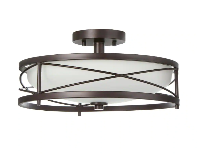 Home Decorators Collection 34761-HBU Thayer 2-Light Oil Rubbed Bronze Semi-Flushmount