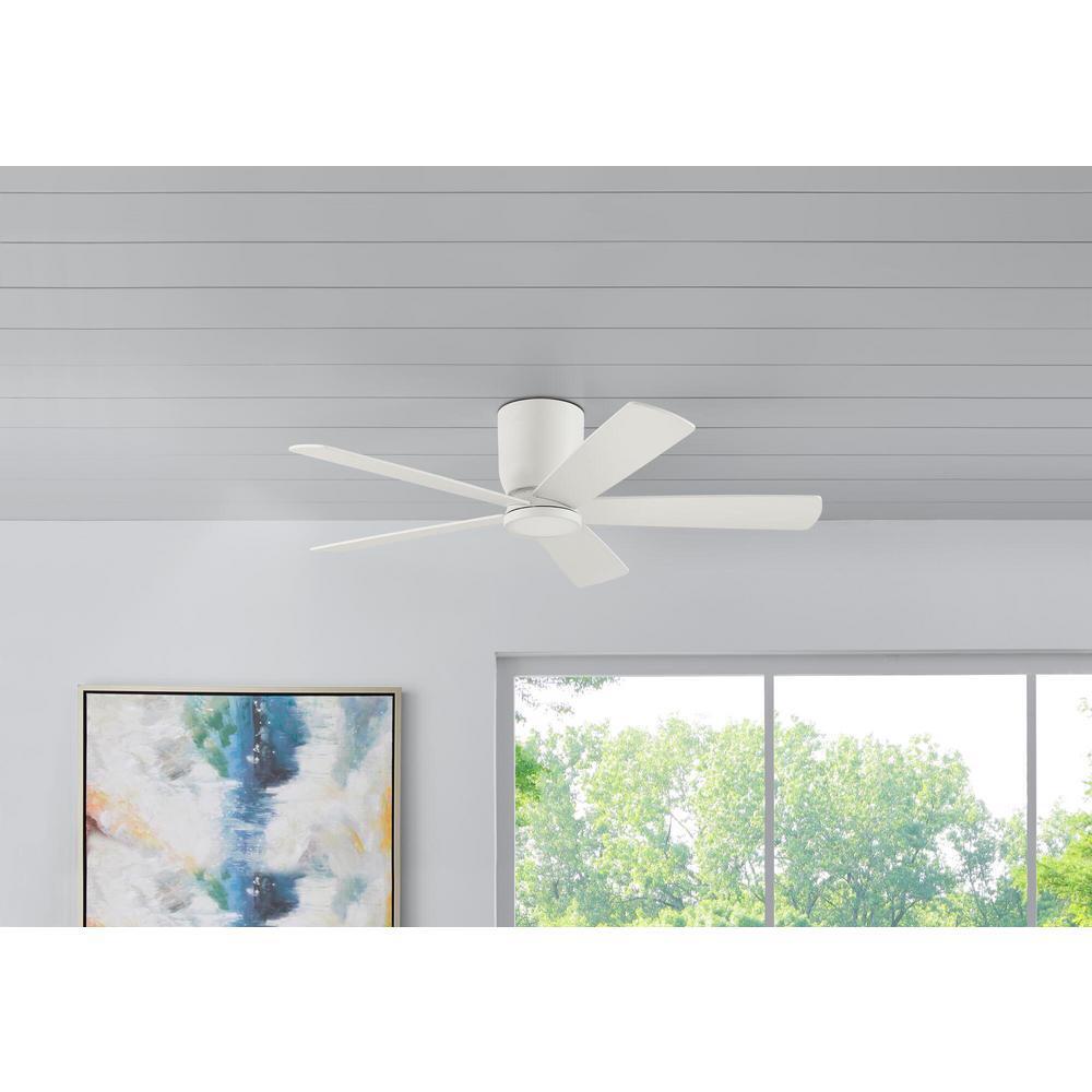 Home Decorators Collection SW19110 MWH Britton 52 in. Integrated LED Indoor Matte White Ceiling Fan with Light Kit and Remote Control