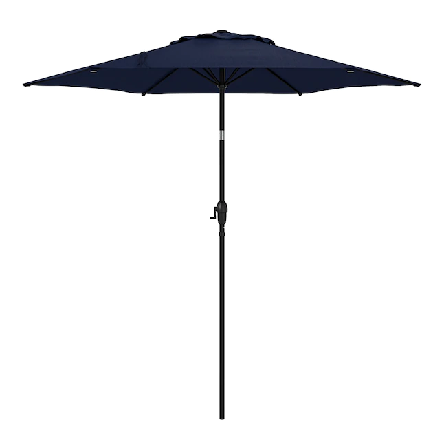 Style Selections  7.5-ft Blue Push-button Tilt Market Patio Umbrella