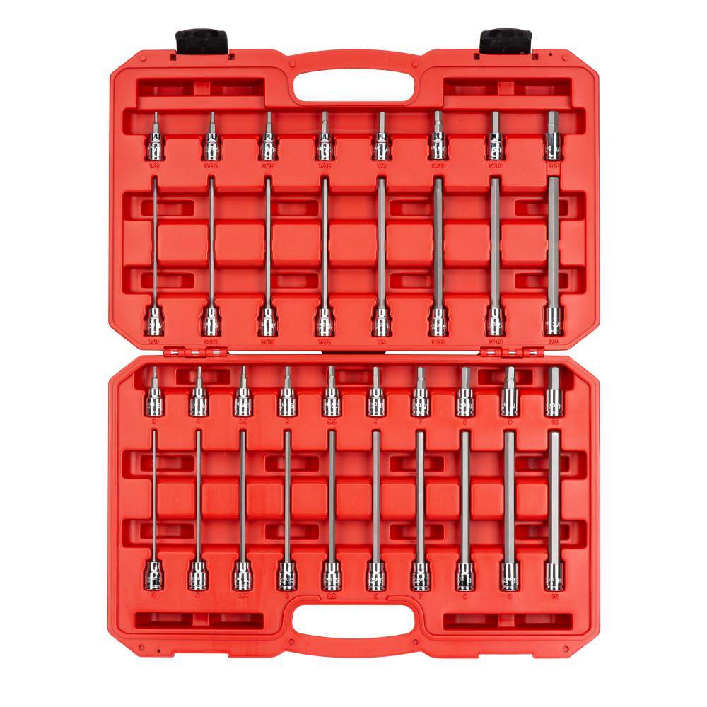 TEKTON SHB91304 3/8 Inch Drive Hex Bit Socket Set. 36-Piece (1/8-3/8 in.. 3-10 mm)