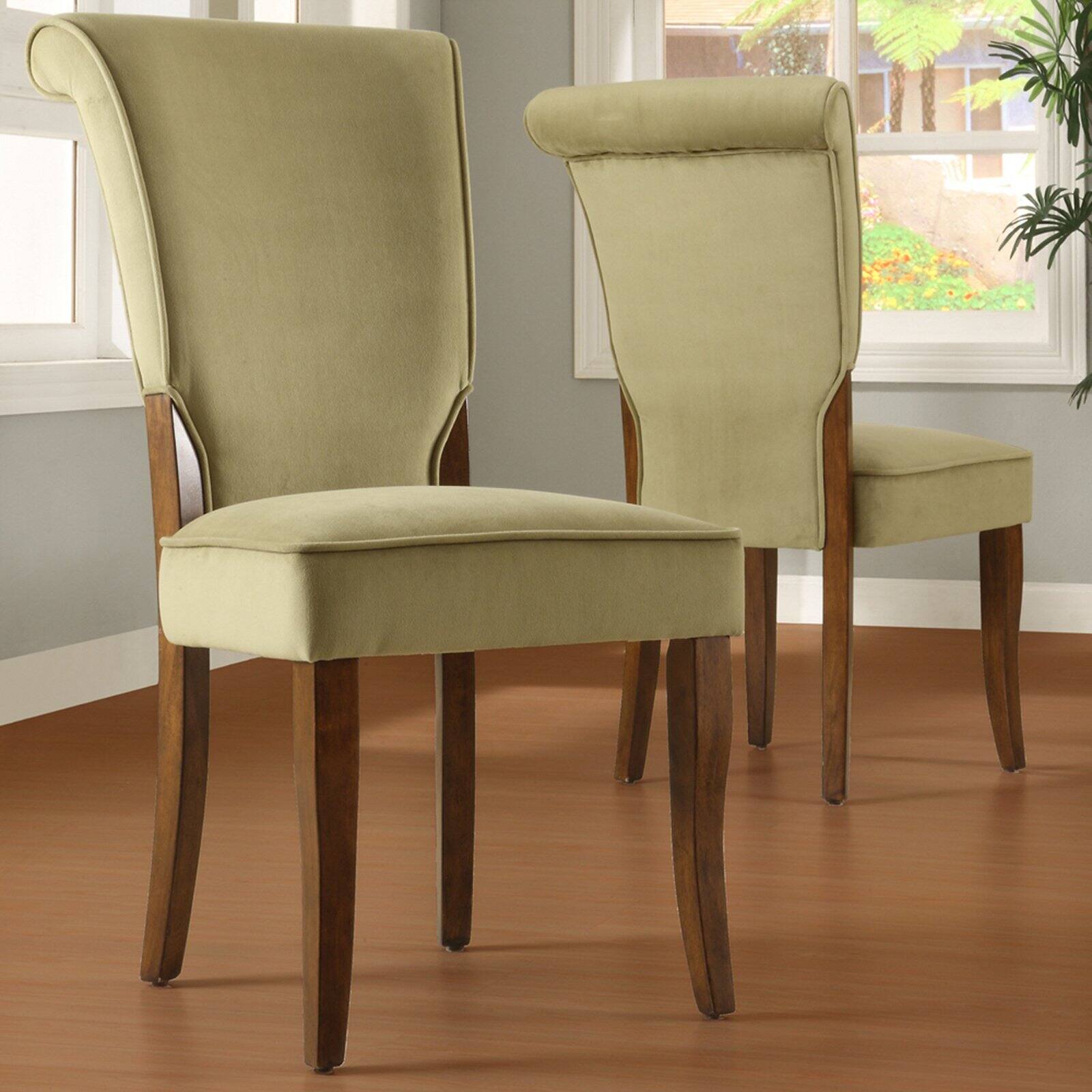 Weston Home Alamosa Velvet Parson Chairs - Set of 2. Peat