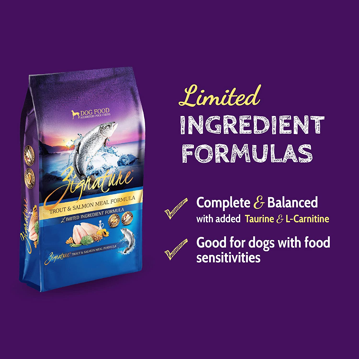 Zignature Trout & Salmon Meal Limited Ingredient Formula With Probiotic Dry Dog Food 12.5 Pound (Pack of 1)