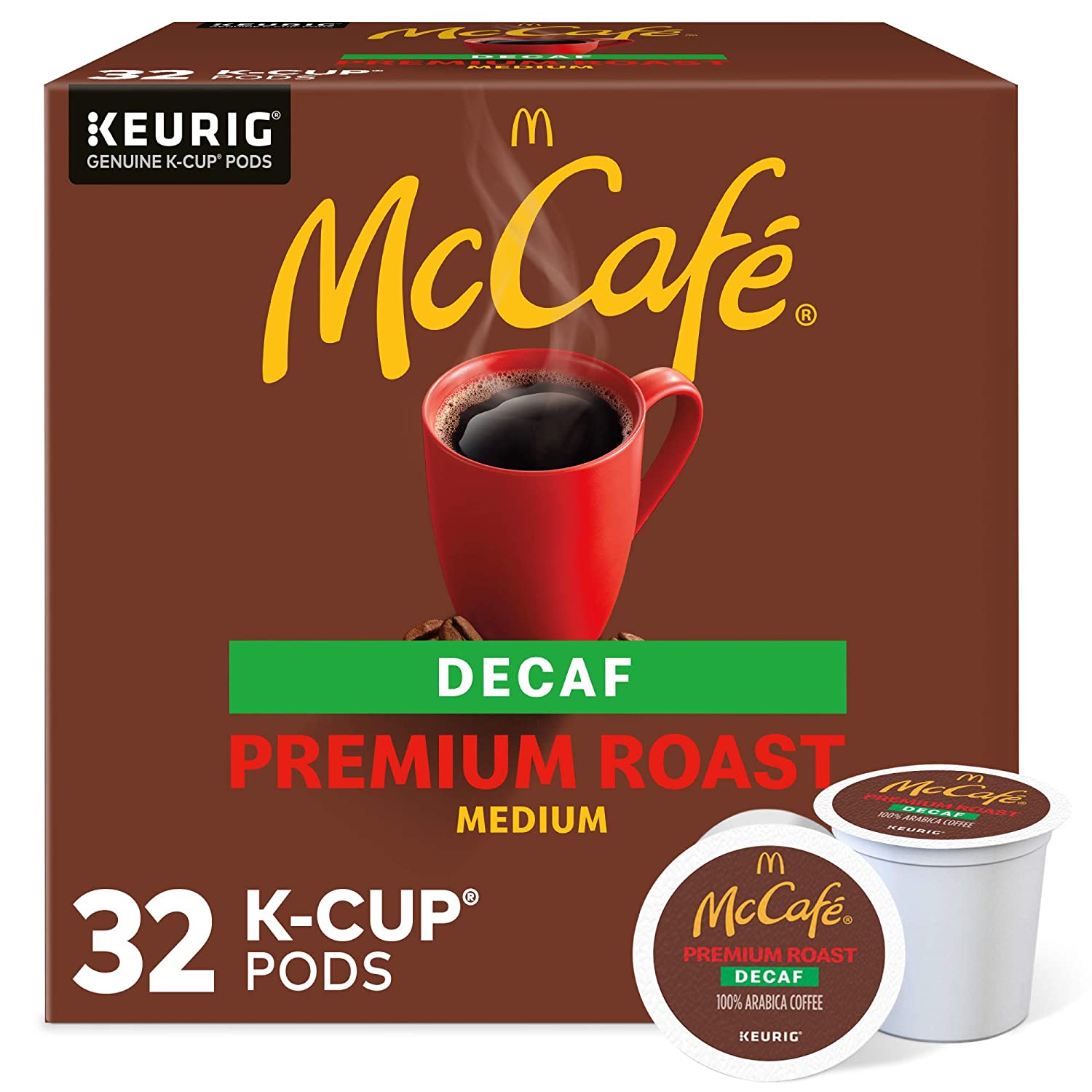 McCafe Keurig Single Serve K-Cup Coffee Pods. Premium Roast Decaf. 32 Count